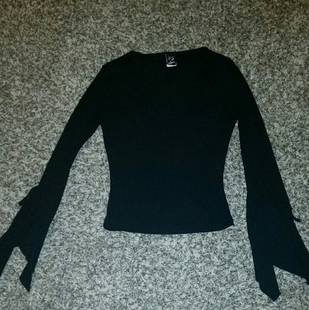 Simple but sexy black top w/ "bell sleeves" size S